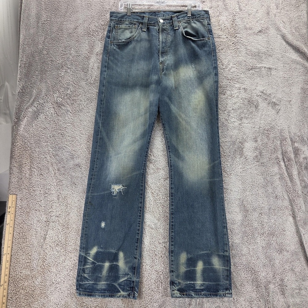 Vintage Levis 542 Jeans Mens 32x34 Blue Engineered Button Fly Distressed